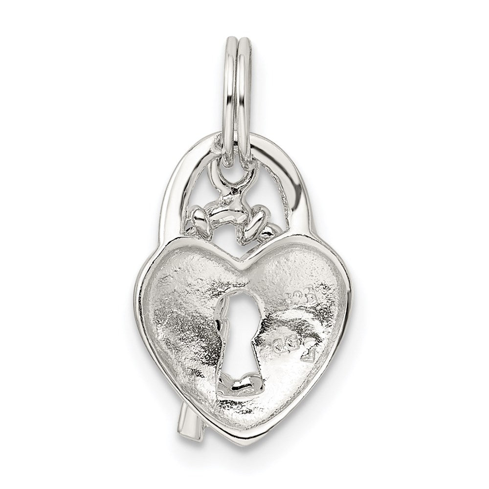 Alternate view of the Sterling Silver Heart Lock and Key Charm by The Black Bow Jewelry Co.