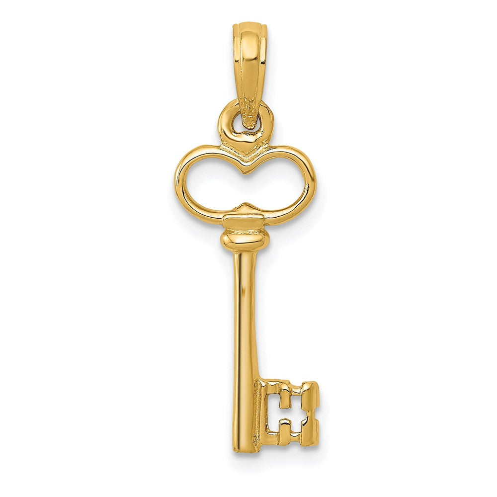 14k Yellow Gold Key to My Heart Pendant, Item P8673 by The Black Bow Jewelry Co.