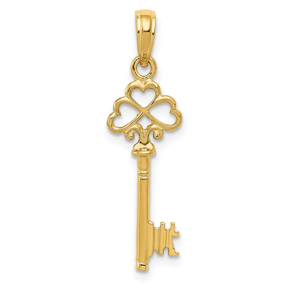 14k Yellow Gold 3D Gold Key Charm, Item P8674 by The Black Bow Jewelry Co.