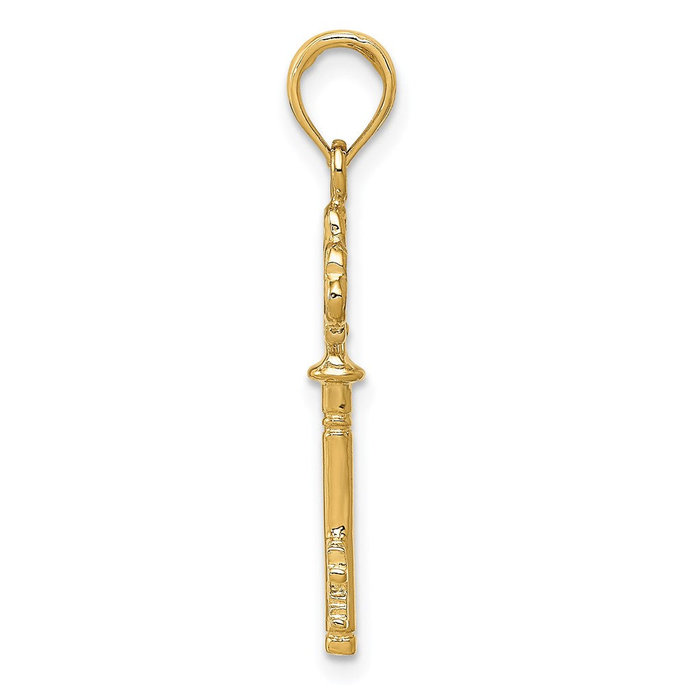 Alternate view of the 14k Yellow Gold 3D Gold Key Charm by The Black Bow Jewelry Co.