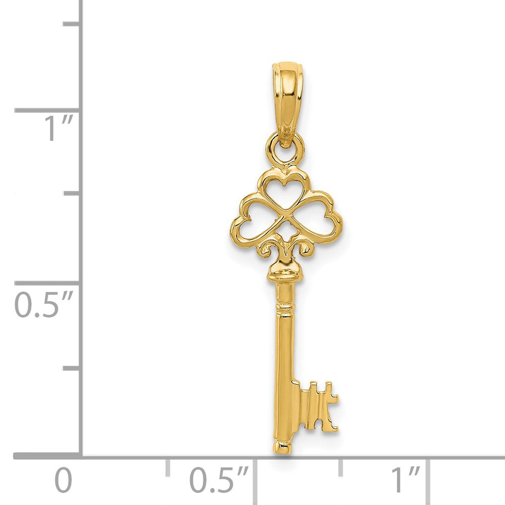 Alternate view of the 14k Yellow Gold 3D Gold Key Charm by The Black Bow Jewelry Co.