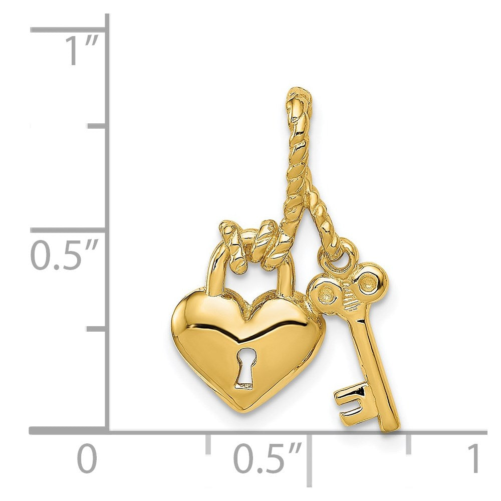 Alternate view of the 14k Yellow Gold Heart and Key Slide Pendant by The Black Bow Jewelry Co.