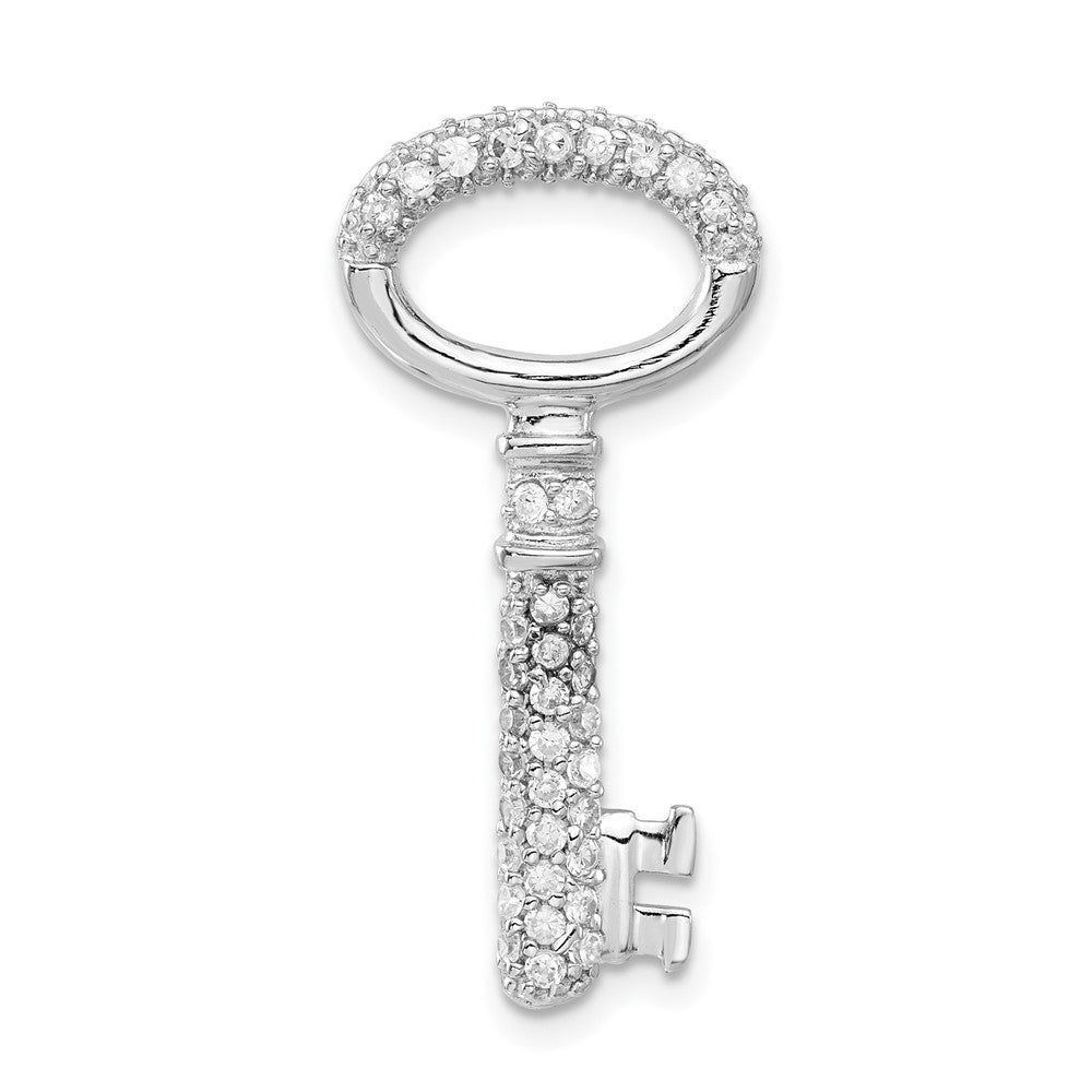 Sterling Silver Key To My Heart Pendant with Cubic Zirconia, Item P8682 by The Black Bow Jewelry Co.