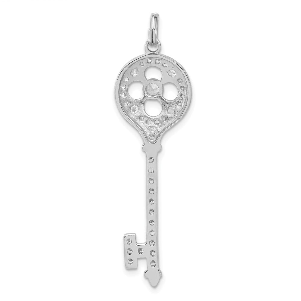 Alternate view of the Sterling Silver and Cubic Zirconia Encrusted Key Pendant by The Black Bow Jewelry Co.