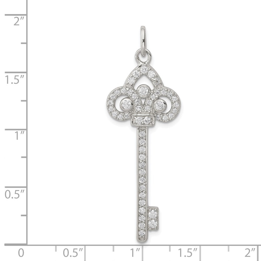 Alternate view of the Sterling Silver and Cubic Zirconia Dazzling Key Pendant by The Black Bow Jewelry Co.