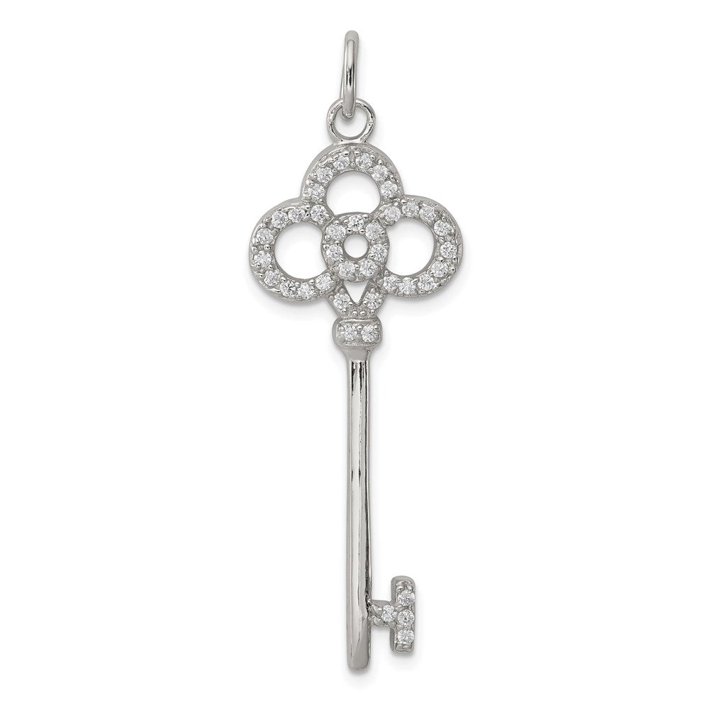 Sterling Silver and Cubic Zirconia Key Pendant, Item P8716 by The Black Bow Jewelry Co.