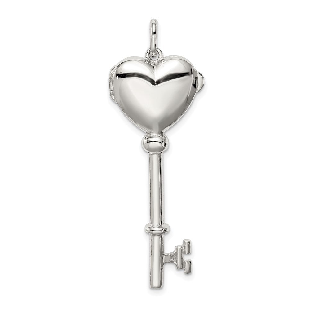 Sterling Silver Heart Locket Key Pendant, Item P8737 by The Black Bow Jewelry Co.
