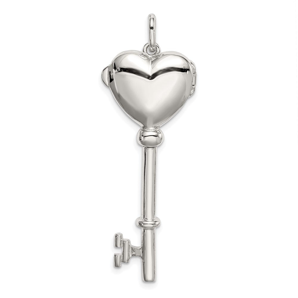 Alternate view of the Sterling Silver Heart Locket Key Pendant by The Black Bow Jewelry Co.
