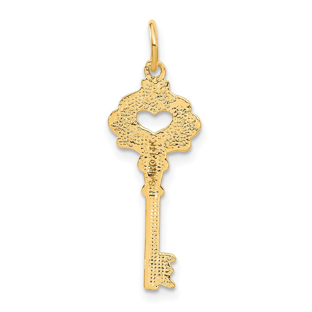 Alternate view of the 14k Yellow Gold Heart Cutout Key Charm by The Black Bow Jewelry Co.