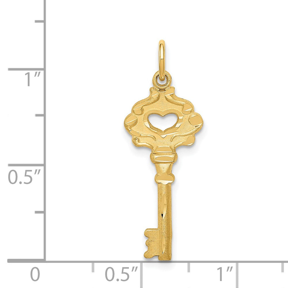 Alternate view of the 14k Yellow Gold Heart Cutout Key Charm by The Black Bow Jewelry Co.