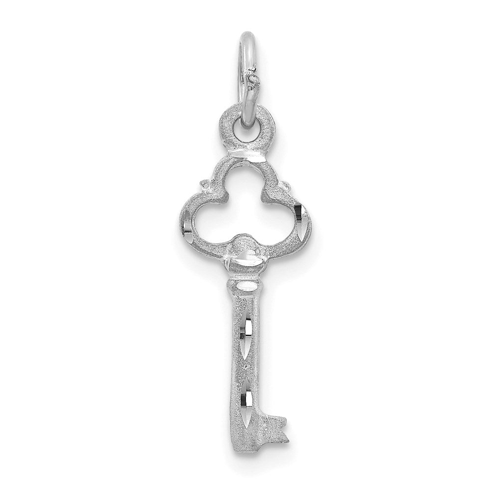 14k White Gold Key to My Heart Charm, Item P8747 by The Black Bow Jewelry Co.