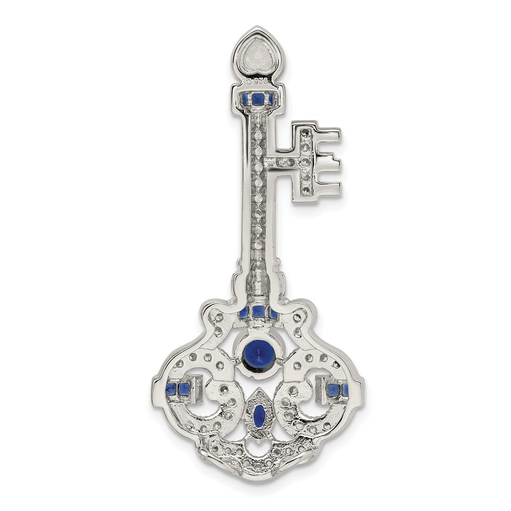 Alternate view of the Sterling Silver and Cubic Zirconia Ornamental Key Slide Pendant by The Black Bow Jewelry Co.
