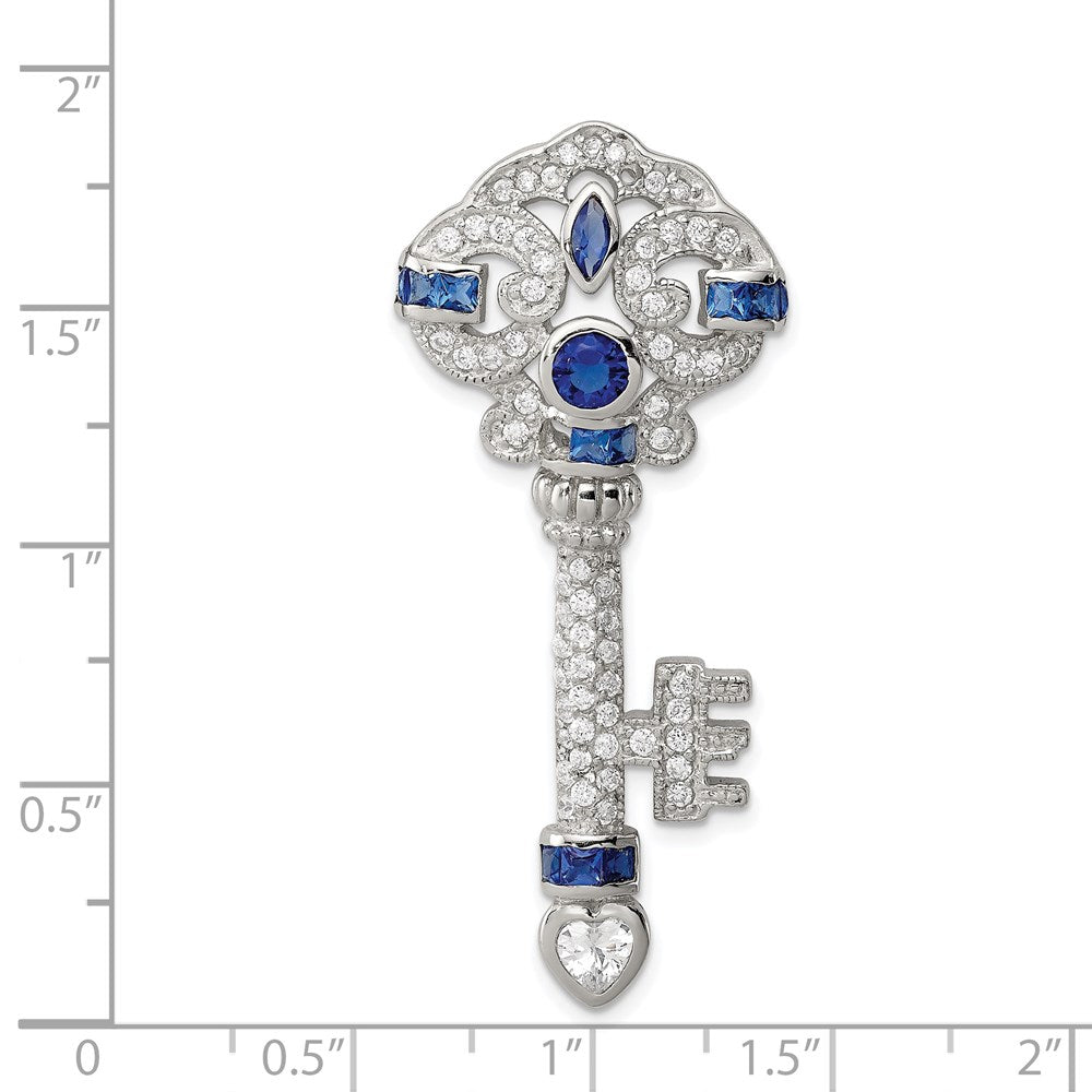 Alternate view of the Sterling Silver and Cubic Zirconia Ornamental Key Slide Pendant by The Black Bow Jewelry Co.