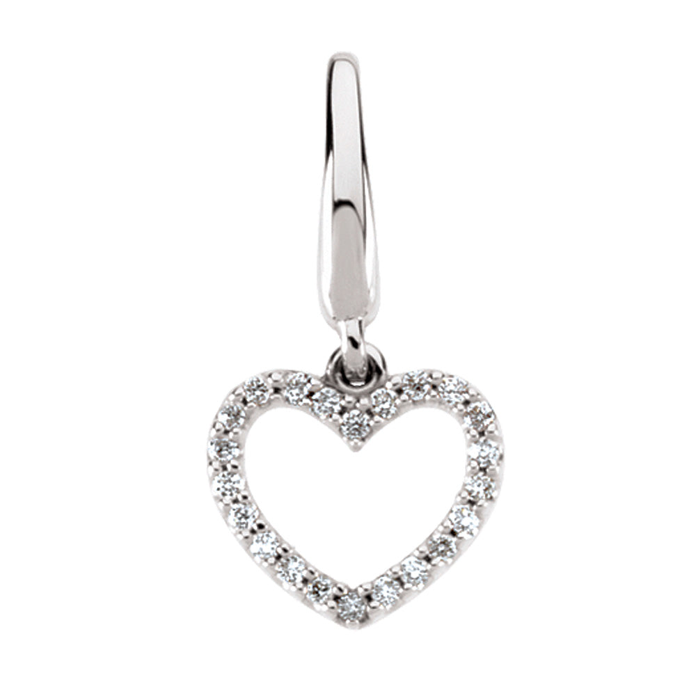 1/8 cttw G-H, I1 Diamond Heart Charm in 14k White Gold, Item P8838 by The Black Bow Jewelry Co.