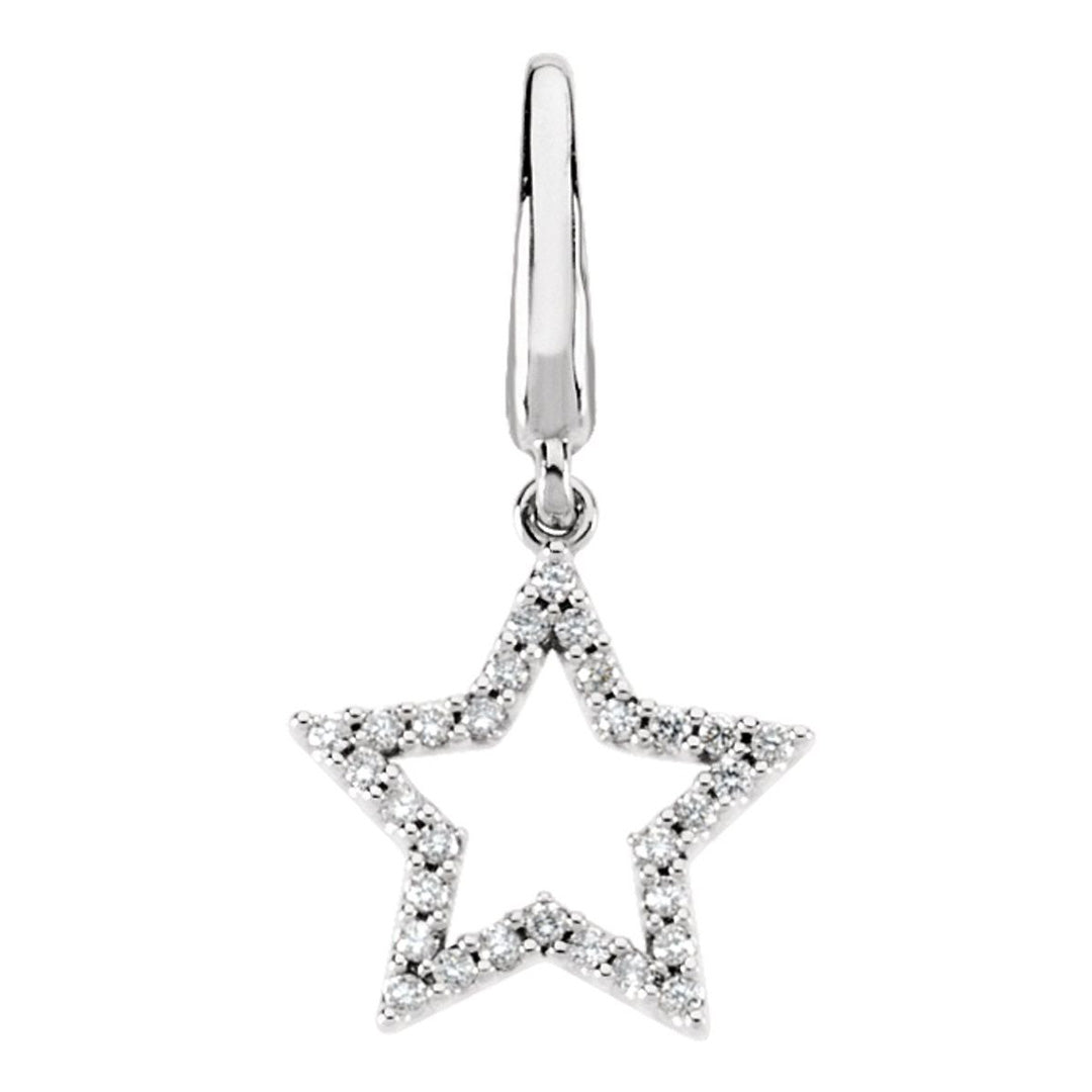 1/6 cttw G-H, I1 Diamond Star Charm in 14k White Gold, Item P8839 by The Black Bow Jewelry Co.