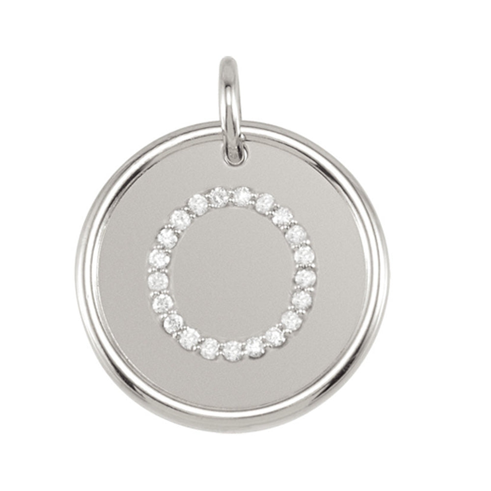 1/10 Ctw G-H, I1 Diamond Initial 17mm Sterling Silver Pendant Letter O, Item P8893 by The Black Bow Jewelry Co.
