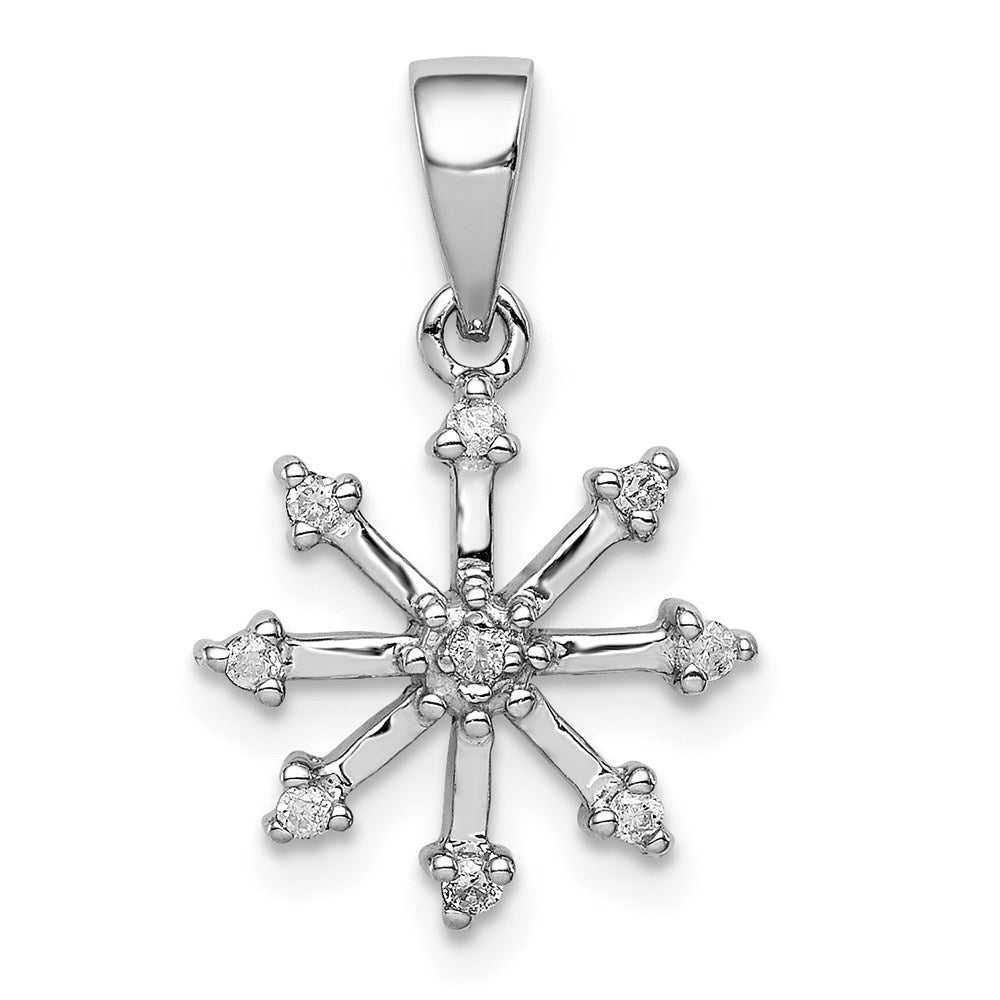 Rhodium Diamond Snowflake Pendant in Sterling Silver, Item P8968 by The Black Bow Jewelry Co.