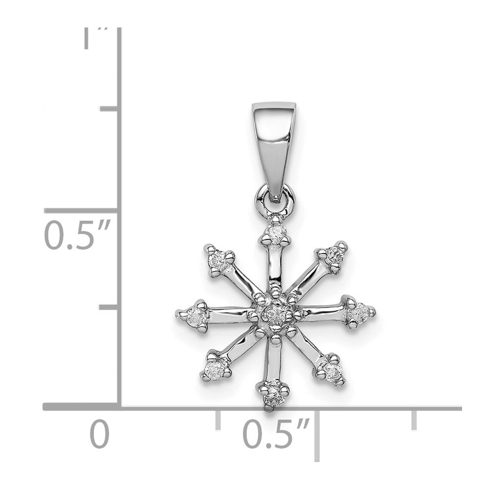 Alternate view of the Rhodium Diamond Snowflake Pendant in Sterling Silver by The Black Bow Jewelry Co.