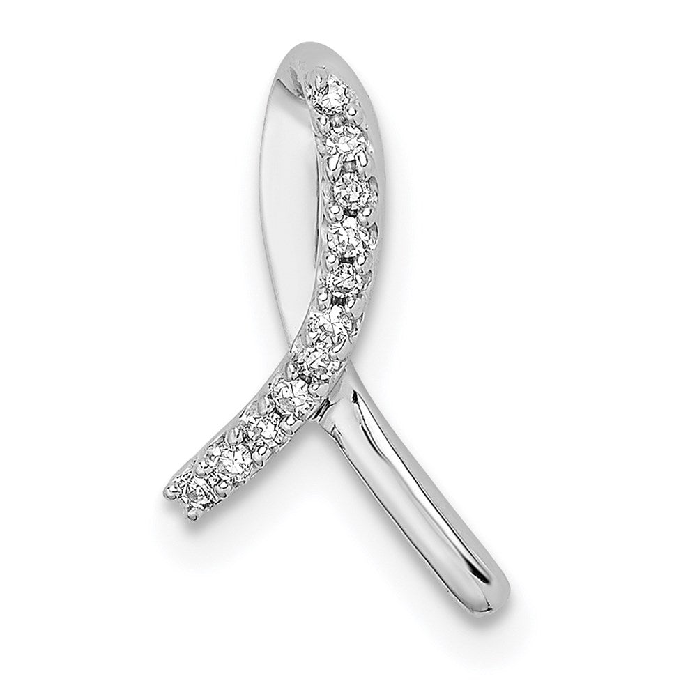 1/20 Carat Diamond Awareness Ribbon Pendant in Sterling Silver, Item P8969 by The Black Bow Jewelry Co.
