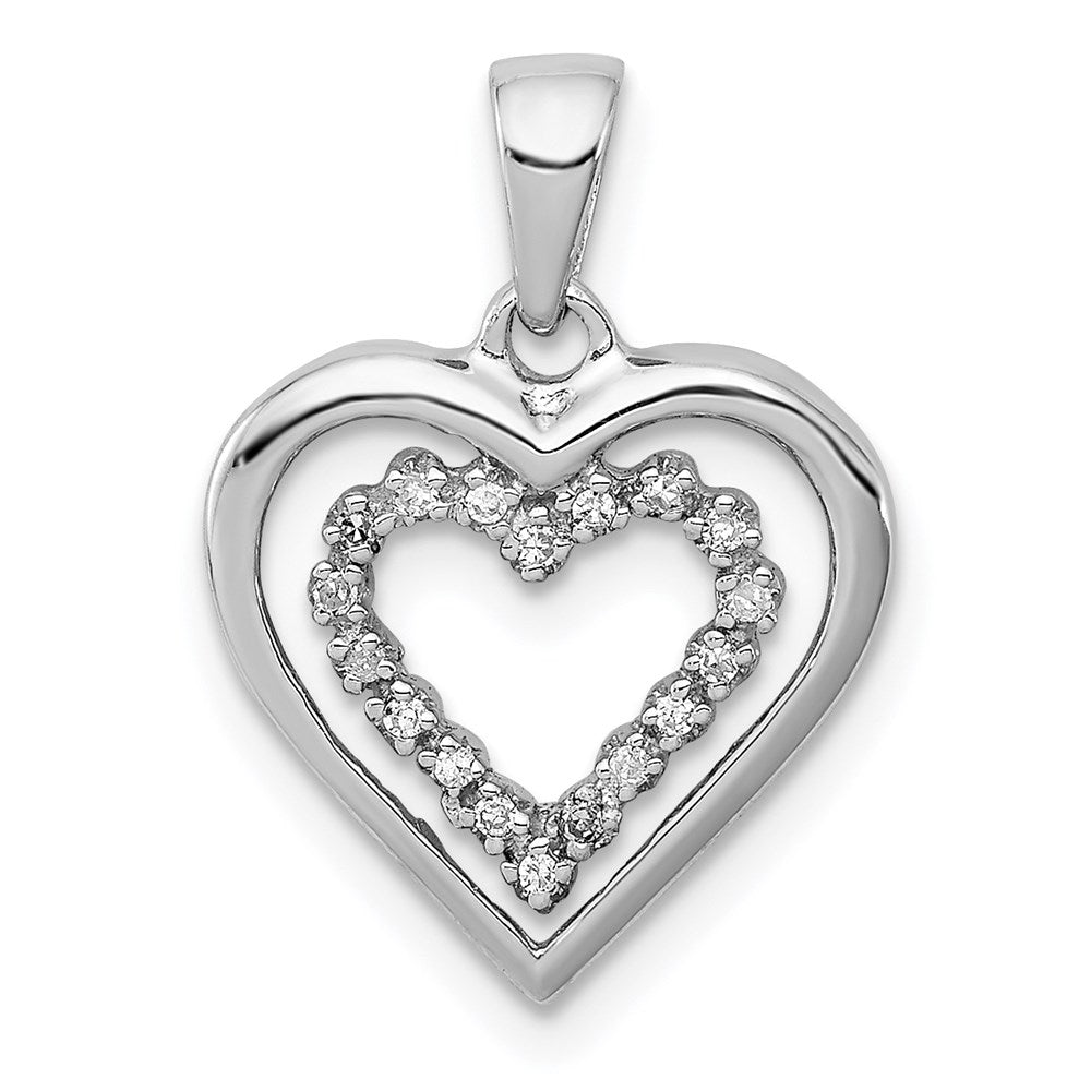 1/20 Carat Diamond Double Heart Pendant in Sterling Silver, Item P8980 by The Black Bow Jewelry Co.