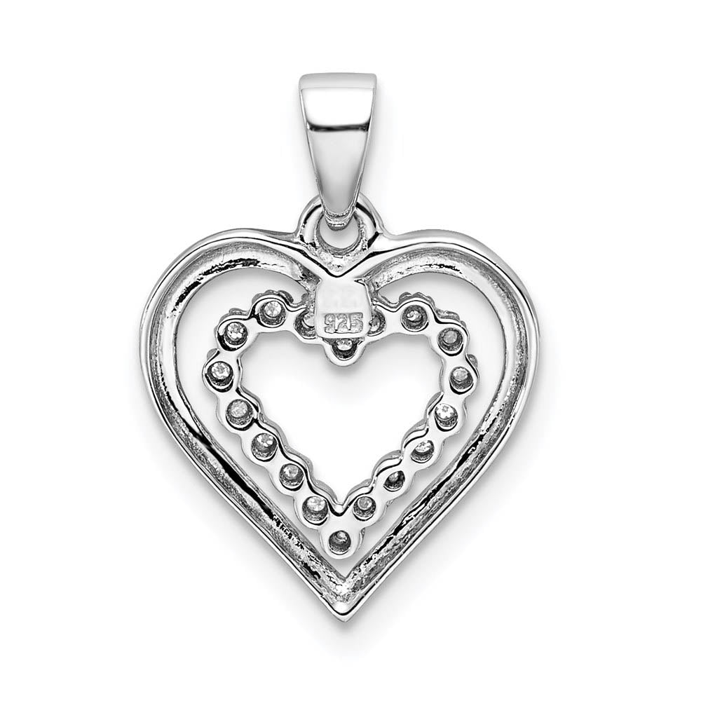 Alternate view of the 1/20 Carat Diamond Double Heart Pendant in Sterling Silver by The Black Bow Jewelry Co.