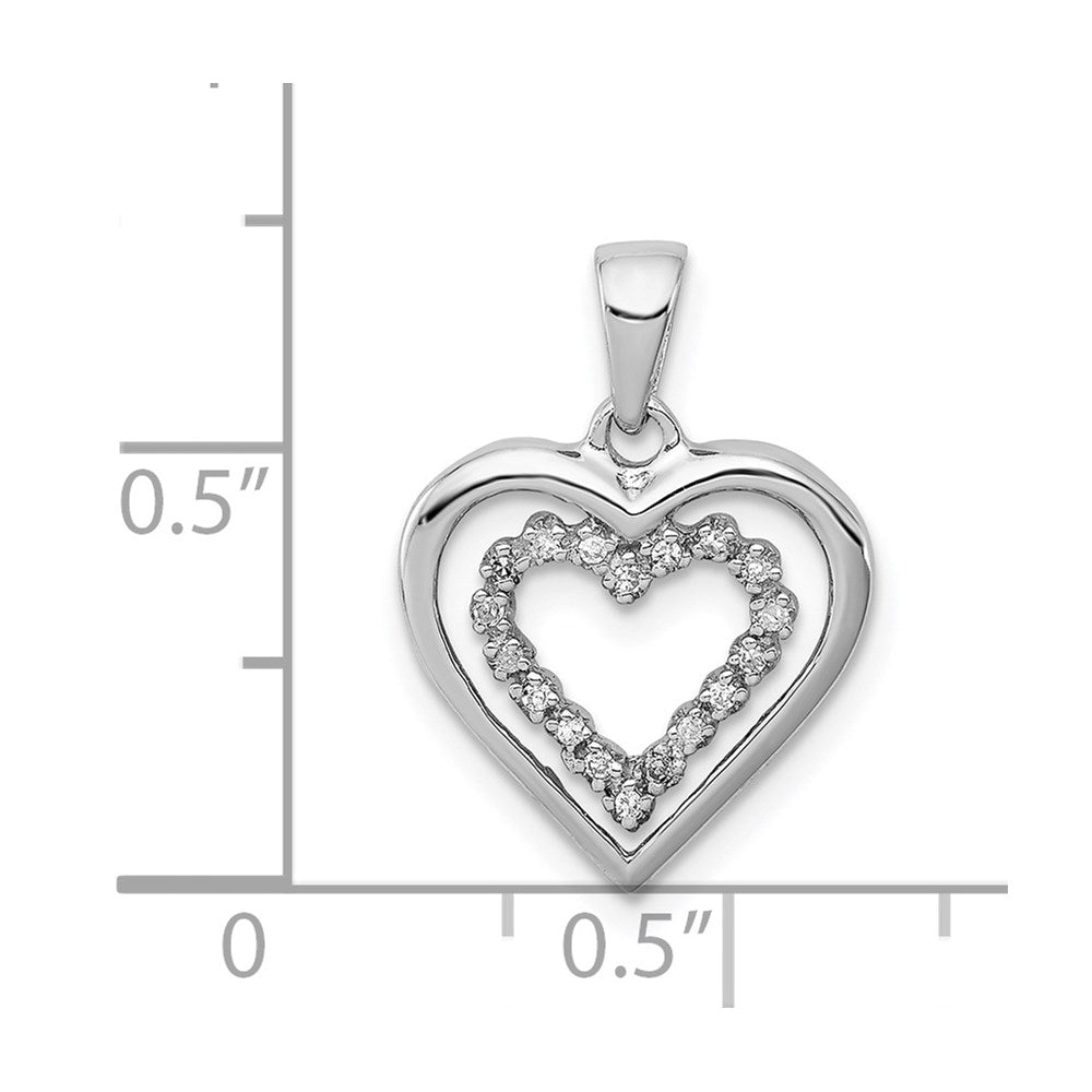 Alternate view of the 1/20 Carat Diamond Double Heart Pendant in Sterling Silver by The Black Bow Jewelry Co.