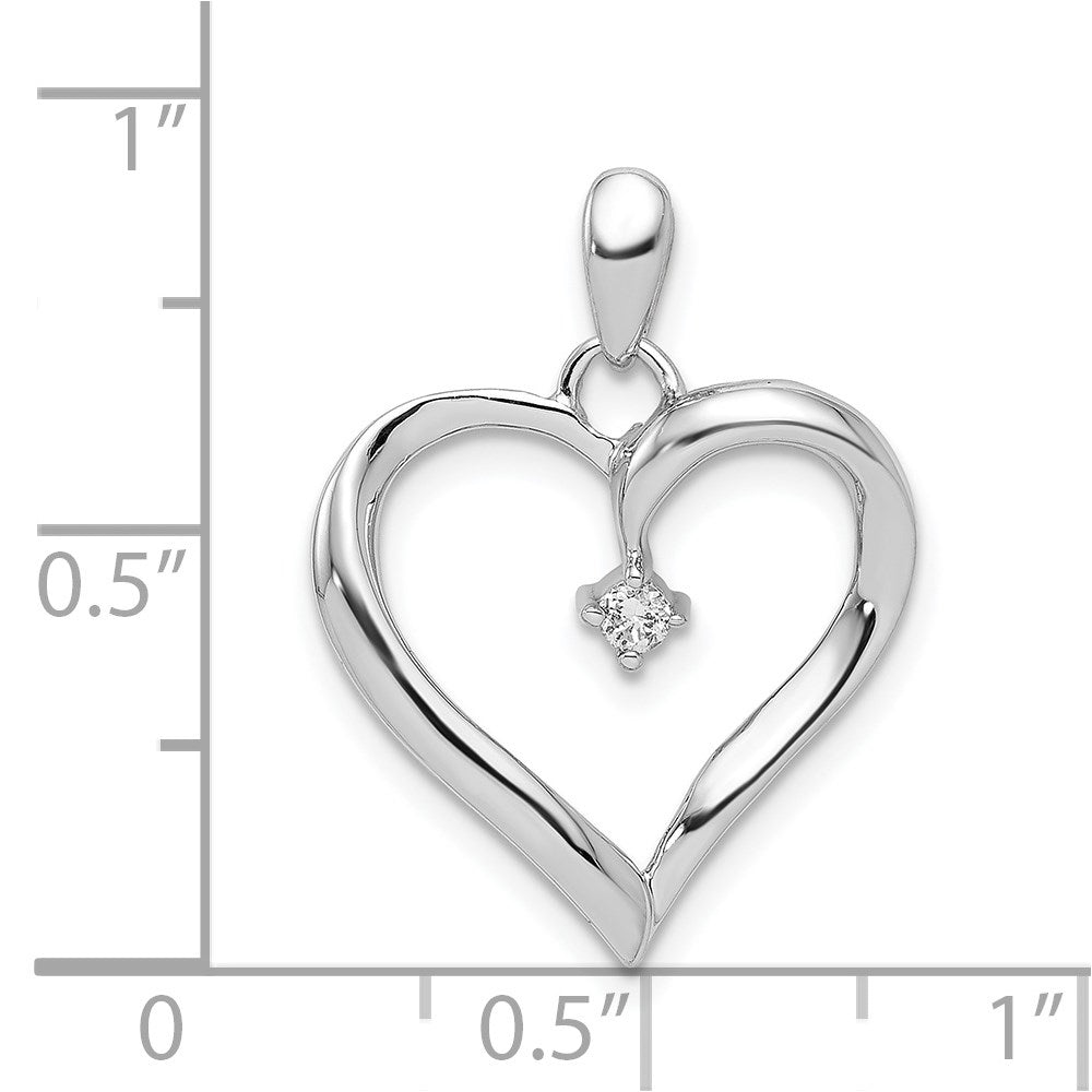 Alternate view of the Diamond Accented Heart Pendant in Sterling Silver by The Black Bow Jewelry Co.