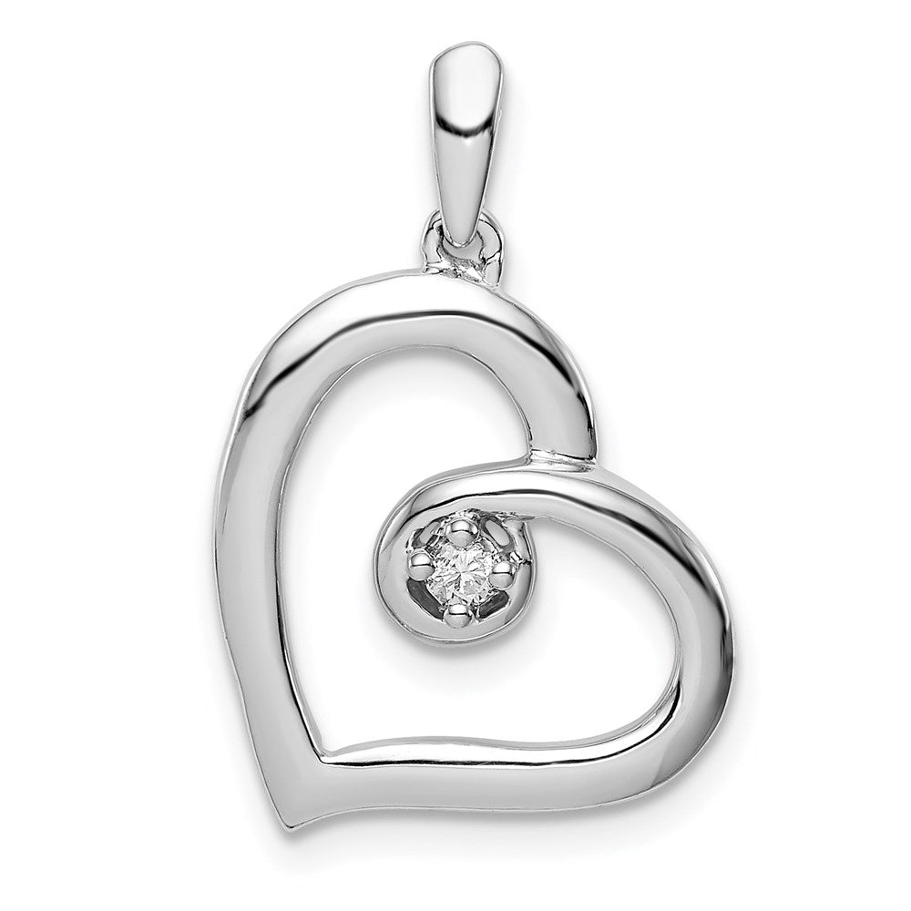 .05 Carat Diamond Open Heart Pendant in Sterling Silver, Item P8986 by The Black Bow Jewelry Co.