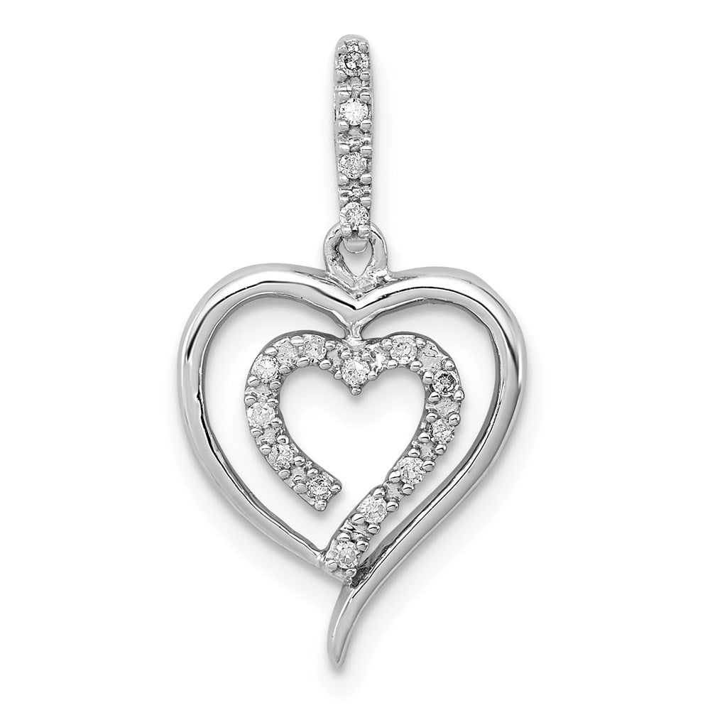 1/10 Carat Diamond Heart in Heart Pendant in Sterling Silver, Item P8992 by The Black Bow Jewelry Co.