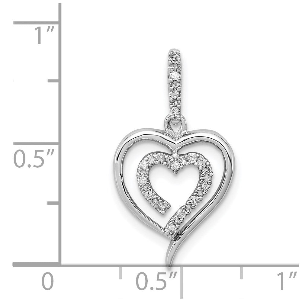 Alternate view of the 1/10 Carat Diamond Heart in Heart Pendant in Sterling Silver by The Black Bow Jewelry Co.