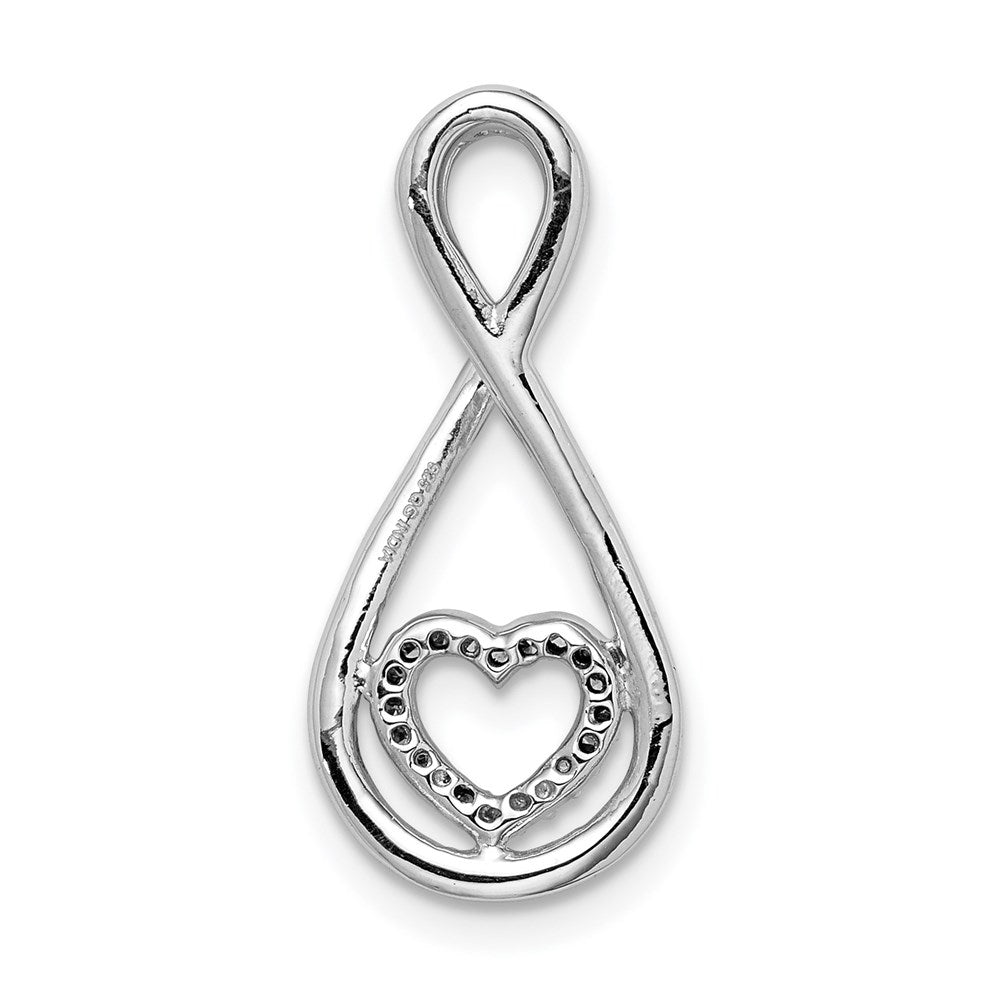 Alternate view of the Diamond Infinite Heart Pendant in Sterling Silver by The Black Bow Jewelry Co.