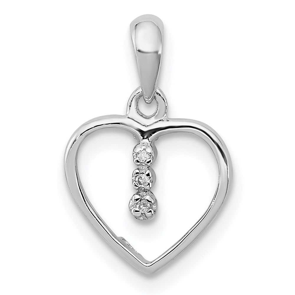 Three Stone .01 Ctw Diamond 10mm Heart Pendant in Sterling Silver, Item P9006 by The Black Bow Jewelry Co.