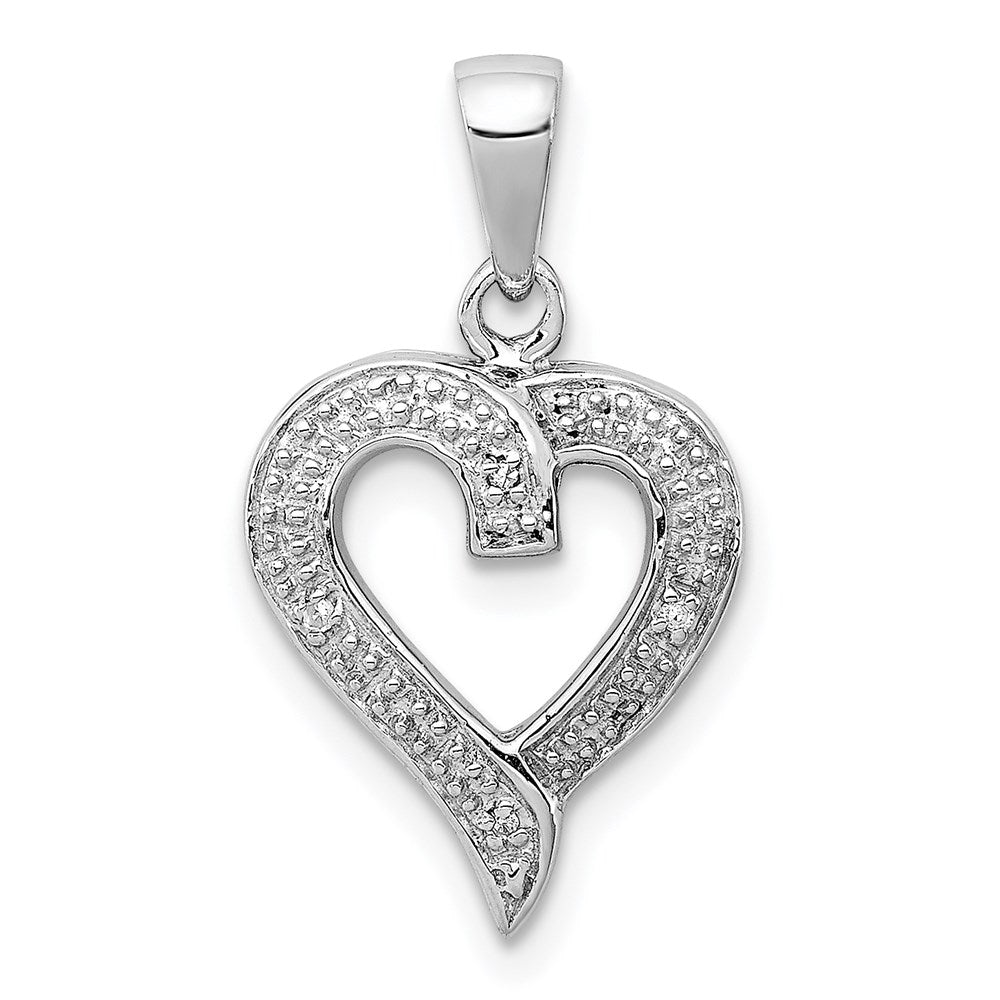 Rhodium Diamond Heart Pendant in Sterling Silver, Item P9010 by The Black Bow Jewelry Co.