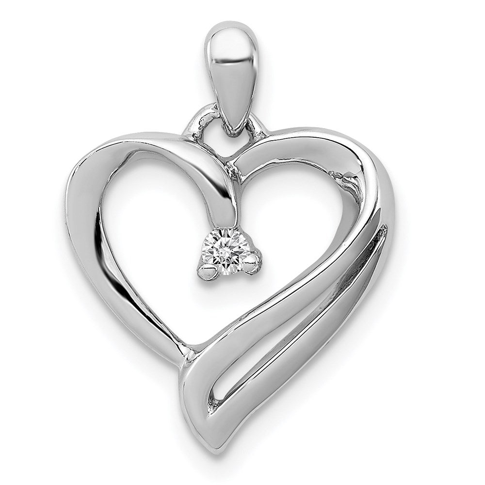.05 Carat Diamond Scroll Heart Pendant in Sterling Silver, Item P9012 by The Black Bow Jewelry Co.