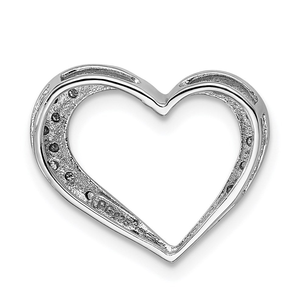 Alternate view of the Diamond Open Heart Pendant in Sterling Silver by The Black Bow Jewelry Co.