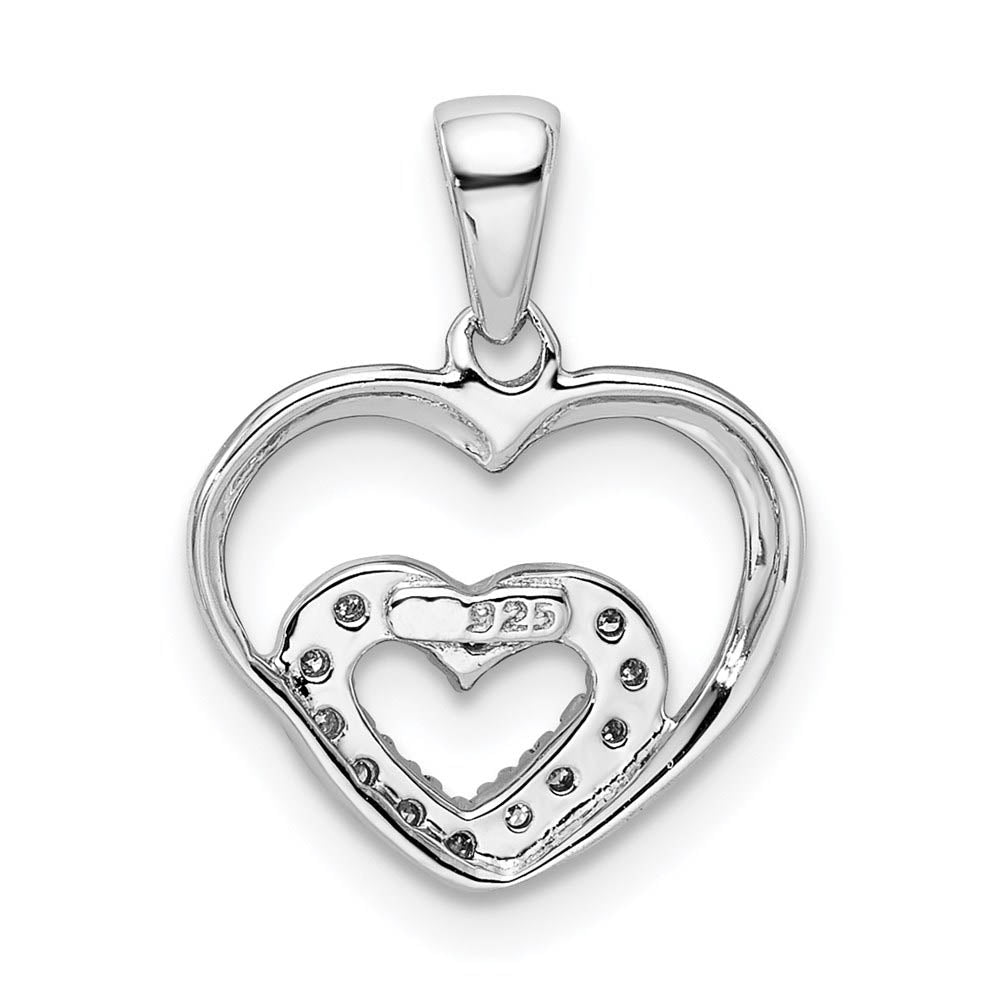 Alternate view of the .05 Ctw Diamond Heart in Heart Pendant in Sterling Silver by The Black Bow Jewelry Co.