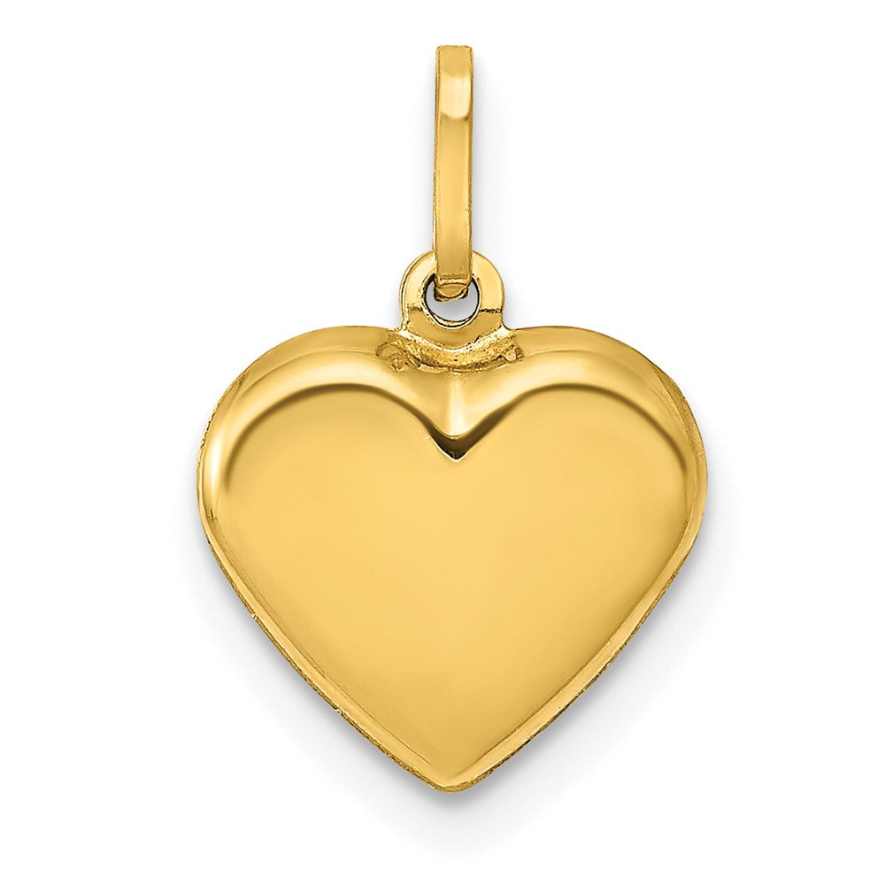 14k Yellow Gold Puffed Heart Charm or Pendant, 10mm (3/8 Inch), Item P9052 by The Black Bow Jewelry Co.