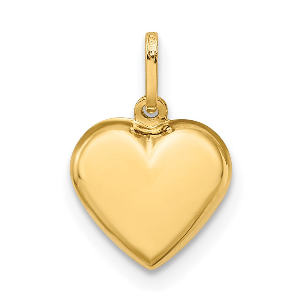 Alternate view of the 14k Yellow Gold Puffed Heart Charm or Pendant, 10mm (3/8 Inch) by The Black Bow Jewelry Co.