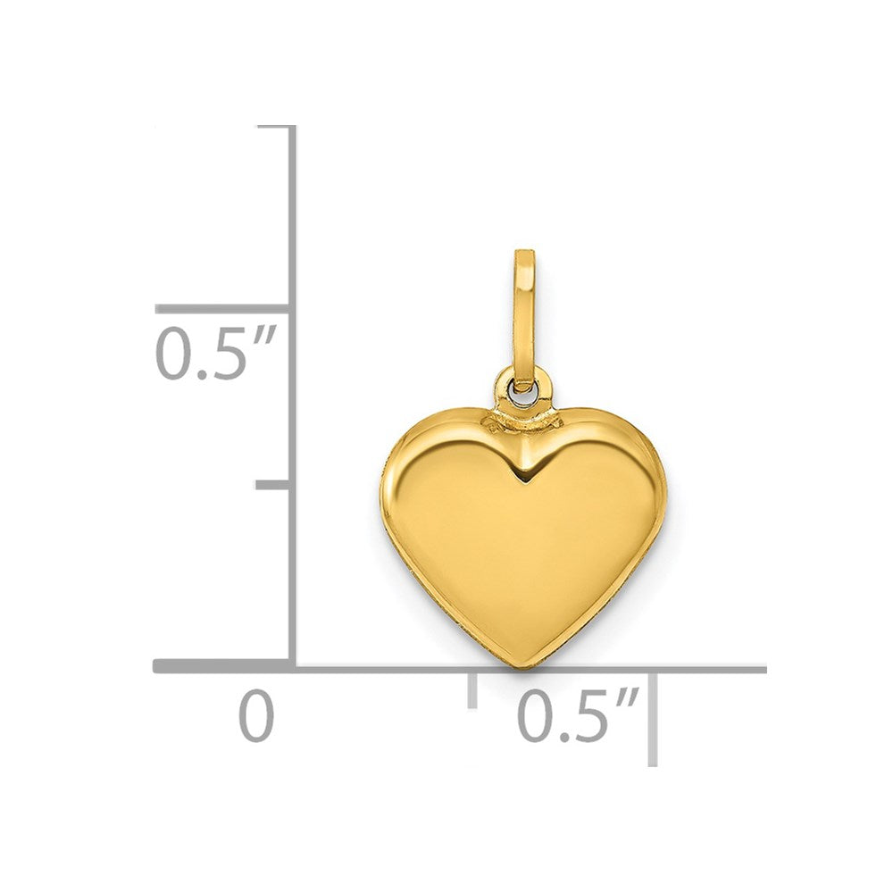Alternate view of the 14k Yellow Gold Puffed Heart Charm or Pendant, 10mm (3/8 Inch) by The Black Bow Jewelry Co.