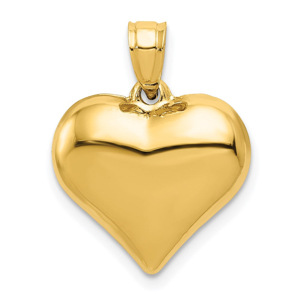 14k Yellow Gold Puffed Heart Pendant, 15mm, Item P9053 by The Black Bow Jewelry Co.