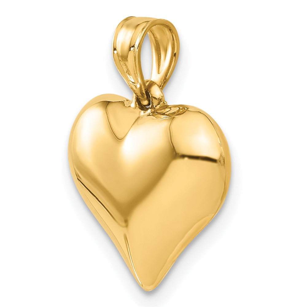 Alternate view of the 14k Yellow Gold Puffed Heart Pendant, 15mm by The Black Bow Jewelry Co.