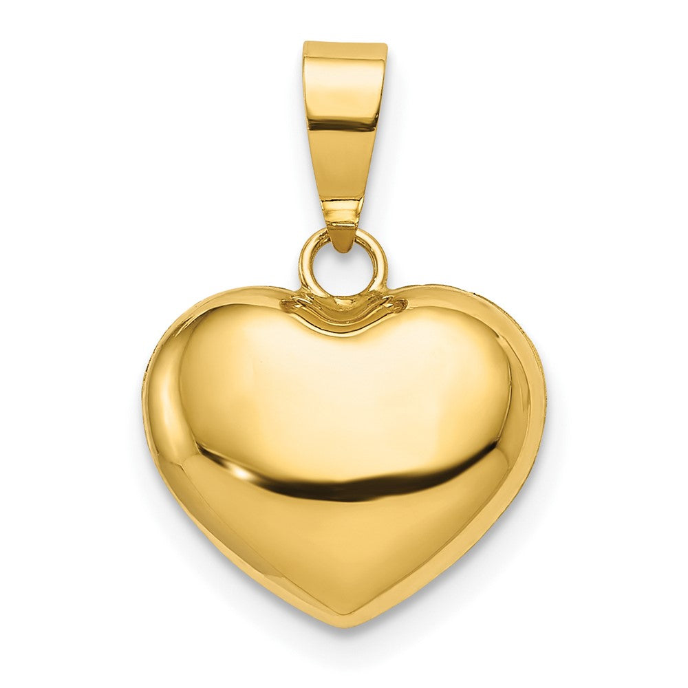 14k Yellow Gold Puffed Heart Charm or Pendant, 12mm, Item P9060 by The Black Bow Jewelry Co.