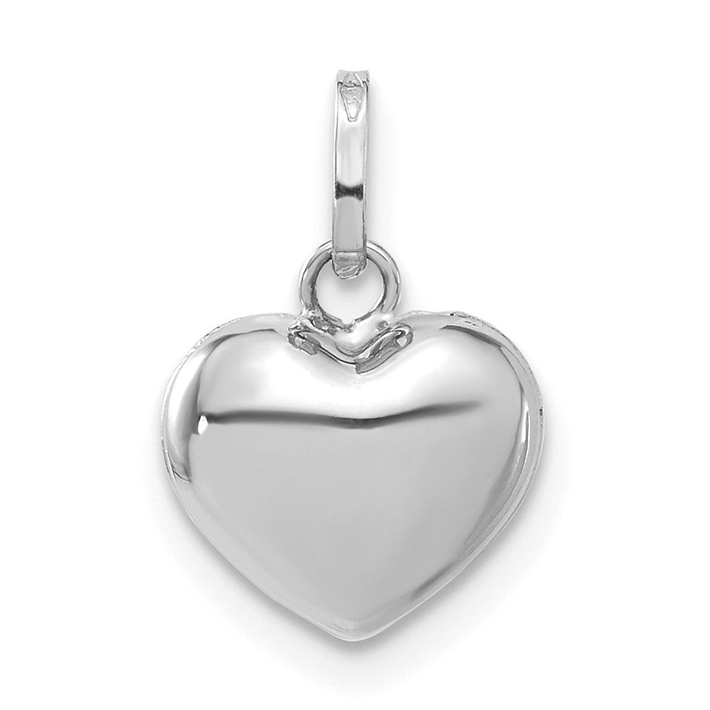 14k White Gold Puffed Heart Pendant, 10mm (3/8 Inch), Item P9061 by The Black Bow Jewelry Co.