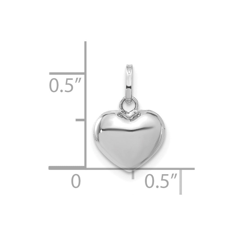Alternate view of the 14k White Gold Puffed Heart Pendant, 10mm (3/8 Inch) by The Black Bow Jewelry Co.