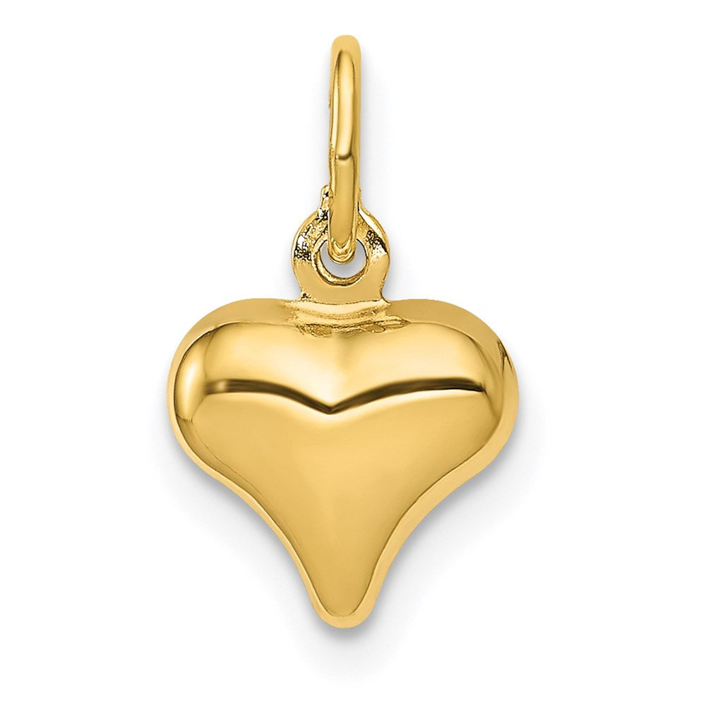 14k Yellow Gold Puffed Heart Charm or Pendant, 8mm (5/16 inch), Item P9062 by The Black Bow Jewelry Co.