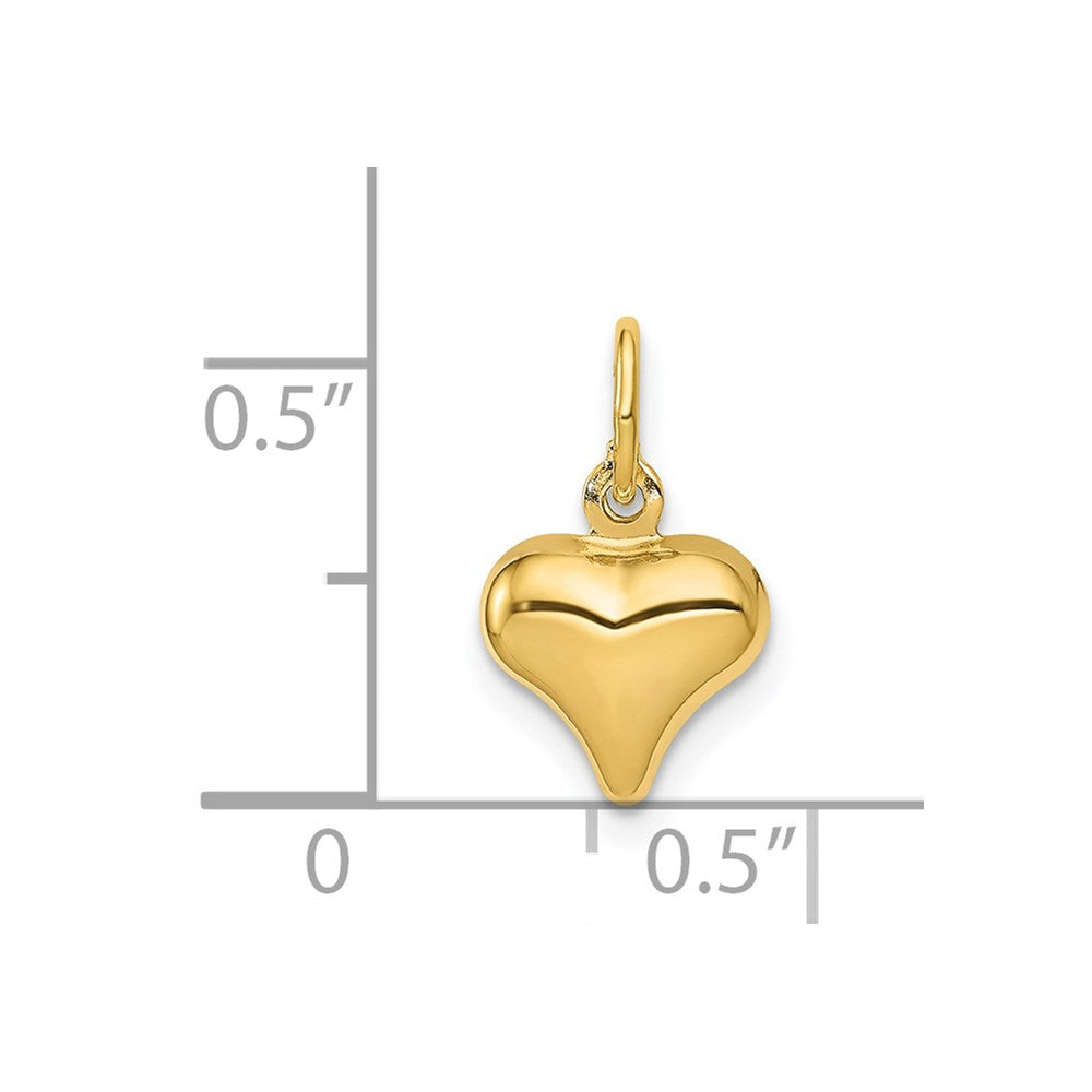 Alternate view of the 14k Yellow Gold Puffed Heart Charm or Pendant, 8mm (5/16 inch) by The Black Bow Jewelry Co.