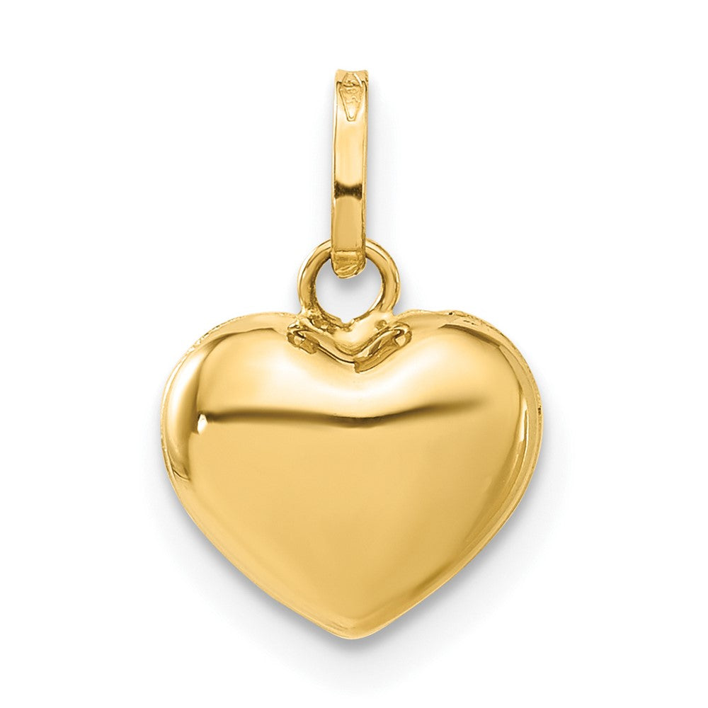 14k Yellow Gold 3D Puffed Heart Charm or Pendant, 10mm, Item P9064 by The Black Bow Jewelry Co.
