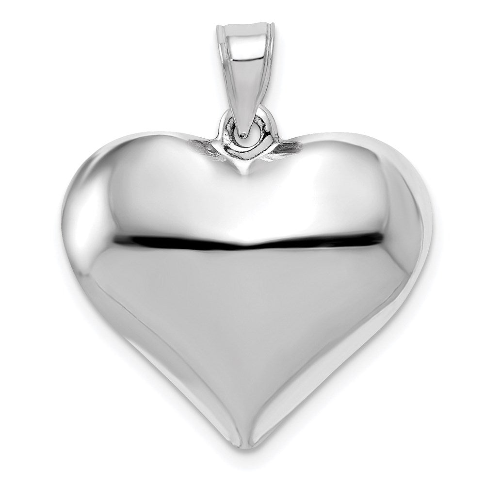 14k White Gold Puffed Heart Pendant, 21mm, Item P9065 by The Black Bow Jewelry Co.