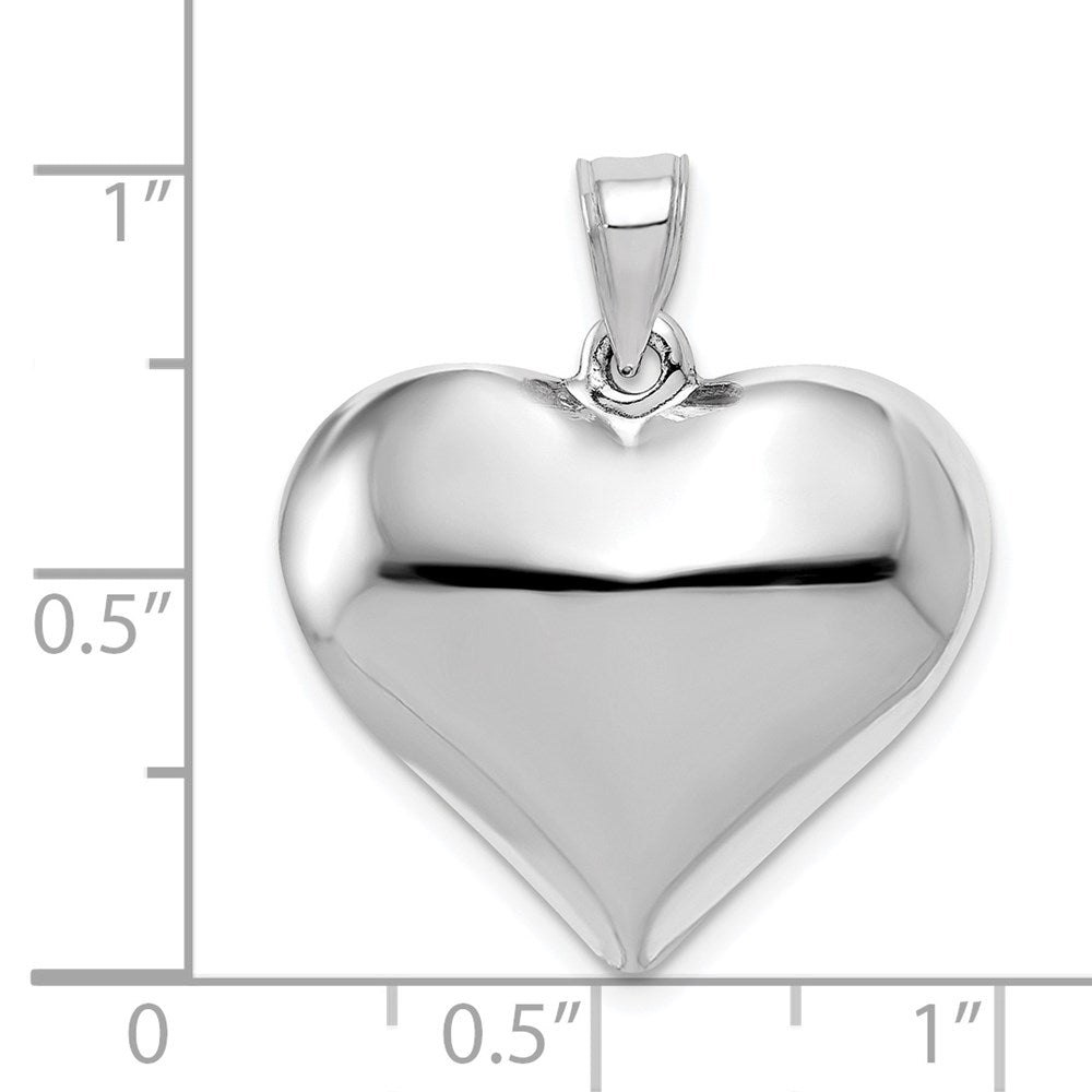 Alternate view of the 14k White Gold Puffed Heart Pendant, 21mm by The Black Bow Jewelry Co.