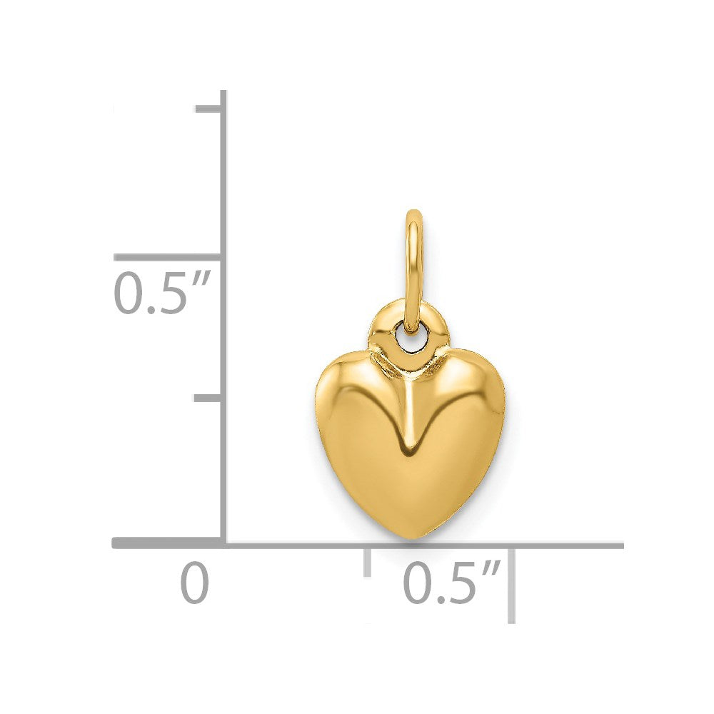 Alternate view of the 14k Yellow Gold Puffed Heart Charm, 8mm by The Black Bow Jewelry Co.
